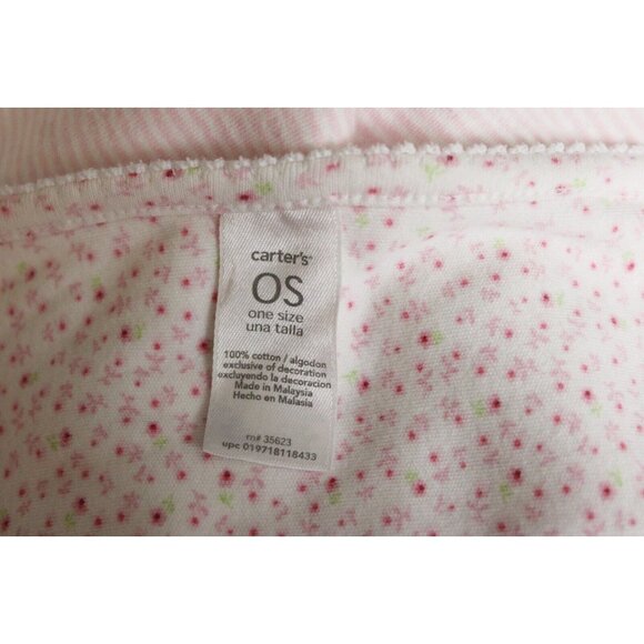 Carters Baby Girl Blanket Pink Stripes Calico Flowers 30" Stroller Car Seat Swad - Picture 11 of 12